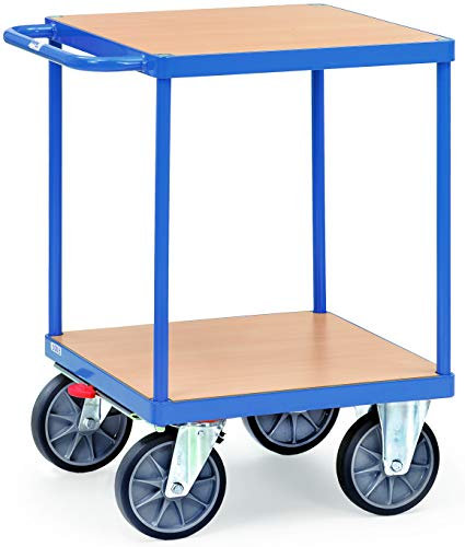 Massiver Mini-Tischwagen Transportwagen Traglast: 500 kg - schwerer Plattformwagen mit 2 Etagen je 60x60 cm | Transportkarre Lagerwagen