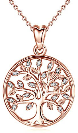 CELESTIA Tree of Life Necklace for Women 925 Sterling Silver Jewellery Gifts for Mum, Daughter, Grandma on Birthday, Mothers Day