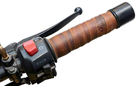 The Bikerz Vintage Motorcycle Handle Bar Leather Vintage Bike Leather Motorcycle Grips Wrap | Handle Wrap (Tobacco Brown)
