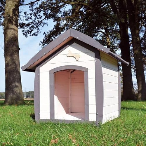 Niche Chien en Bois Moderne de Haute Qualite en Bois Massif résistant aux intempéries modèle Bella avec 3 Tailles au Choix (M Bella 221)