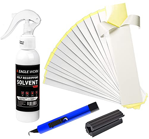 EAGLE WORK Golf Grip Kits for Regripping Golf Clubs, Four Options Available, Including Golf Grip Tape Strips, Grip Solvent, Hook Blade & Rubber Vise Clamp