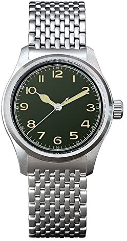 Ironwatch 38mm Minimalist Style Pilot Mens Watches Luminous 100m Waterproof Automatic Mechanical Wristwatches, steel color 3