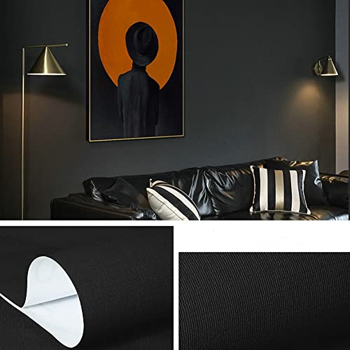 JOLIHOME Papel Pintado Negro Autoadhesivo Vinilo de Plástico Adhesivo Removible 40x500 cm Despegar y Pegar Papel de Contacto para Muebles Restaurados Impermeable
