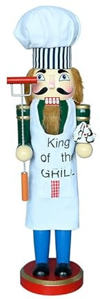 URMAGIC Christmas Chef Nutcracker Figurine,15 Inch Traditional Wooden Nutcracker Holding a Cake and Utensil,Xmas Nutcracker Collectible Puppet,Chef Nutcracker Statue Ornament,Christmas Decorations