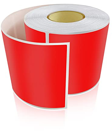 Meitaat 200 Stk Aufkleber Rot Selbstklebend Etiketten 12,7 × 7,6 cm | Rechteckig Sticker, Umzug Klebeetiketten, Rolle, Ablösbar, Beschriften