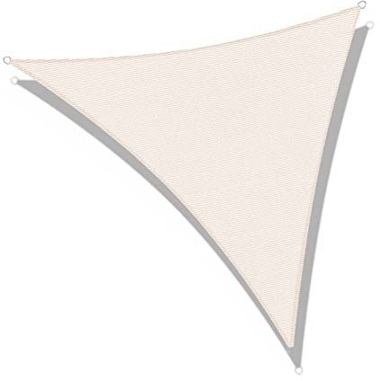 PraTiKo Life Tenda a Vela Impermeabile Triangolare 5x5x5 mt, Protezione Raggi UV, Telo Ombreggiante, Tenda da Sole per Esterno Giardino Terrazzo, Ecrù