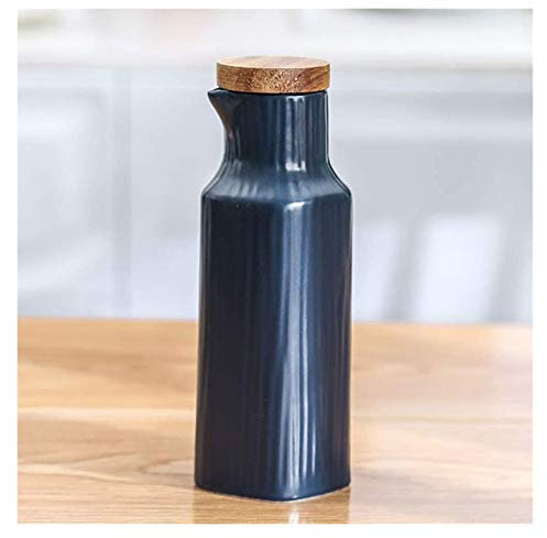 TONZN Essigflasche Anti-Leckage, Tisch-Olivenöl-Spender-Flasche – Sojasauce oder Essig-Menage – moderner Marmor-Keramik-Abendessen-Spender (Blau)