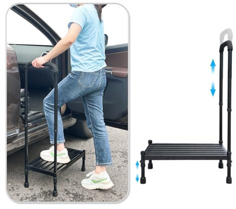 Medizinischer Tritthocker mit Griff, Bettstufen für hohe Betten, ältere Menschen, Nachttischassistent, Stufenbehinderung, Wohnmobil, bariatrischer Tritthocker mit Handlauf, SUV, Badewannenstufe