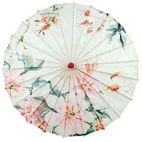 Harilla Geölter Papierschirm Handgemacht für Hochzeit, 82 CM, Handgemachter Chinesischer Kunst klassischer Tanzschirm, Eleganter Regenschirm Reiseschirm für Partys, Fotografie, Cosplay