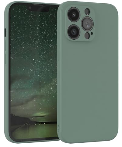 EAZY CASE - Silikonhülle für iPhone 13 Pro Hülle Silikon Case Dunkelgrün weich stoßfeste Handyhülle Schutzhülle mit Kameraschutz Dünn Premium Schutz Cover TPU Phone Bumper in Mitternacht Grün Matt