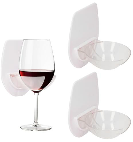 2 Pezzi Portabicchieri da Vino in Plastica, Ventosa da Bagno in Vetro per Vino per Birra, Portabicchieri Portatile a Parete Portabicchieri per Doccia Portabicchieri da Bagno Romantico