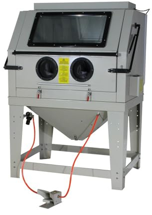 BPAC Cabine de Sablage 990 L Professionnelle avec Dépoussiéreur - Microbilleuse ou Sableuse - Cabine Sablage Pour Atelier - Gants Renforcés Compris - Dimensions 117 x 90 x 93 cm