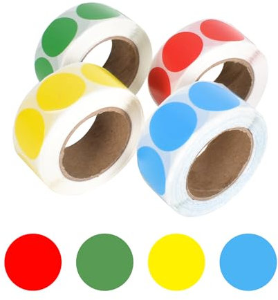 2000 Stück 25mm Rund Etiketten Klebepunkte Bunt Rolle Punkte Sticker Klebe Aufkleber, Thermodrucker Etikettenaufkleber, Farbcodierung Dot Etiketten für DIY, Einzelhandel,Bäckereien,Umschläge,Büro