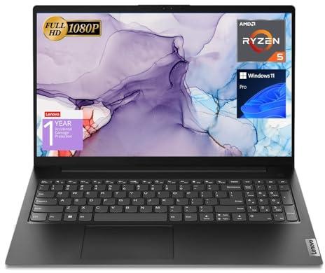 Lenovo Computer portatile V15, display FHD da 15,6, processore AMD Ryzen 5 5500U Hexa-core (Beat i7-1065G7), RAM da 40 GB, SSD da 1 TB, RJ-45, tastiera numerica, Wi-Fi, Windows 11 Pro, nero, ADP