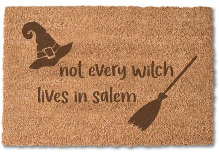 4youDesign Fußmatte Kokos 60 x 40 mit Spruch – not Every Witch Lives in Salem – 100% natürliche Kokosfaser – Rückseite rutschfestes Vinyl – Matte Indoor – Kokosfußmatte für die Haustür