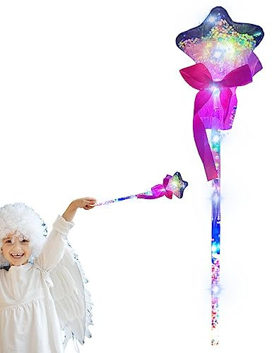 Aizuoni Prinzessin Zauberstab - Prinzessinnen-LED-Leuchtzauberstab Für Kinder - Leuchtender Zauberstab, Feenstab, Spielzeug, Für Mädchen Weihnachten Geburtstagsfeier Dekoration