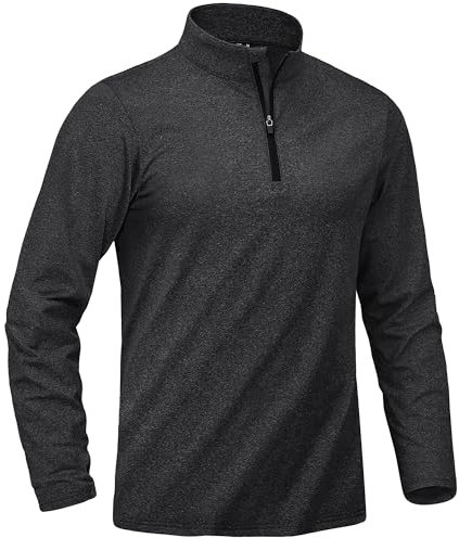 KEFITEVD Sweatshirts for Men UK Long Sleeve Sports Top Fleece Lining Half Zip Pullover Tactical Shirt,Black,3XL