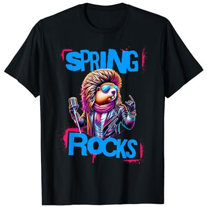 Spring Rocks Music Punk Rocker Print T-Shirt