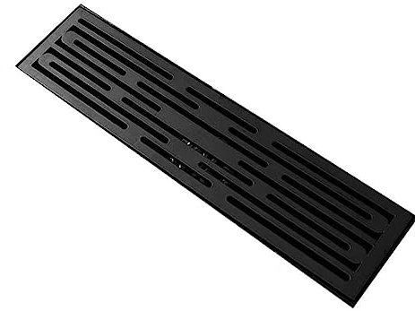 Duschabfluss, Linearer Duschablauf mit abnehmbarem Gitter, Verstellbarer rechteckiger Bodenablauf mit Haarfänger for Badezimmer (Farbe: Grau, Größe: 11,8 x 3,9 Zoll) (Color : Black)
