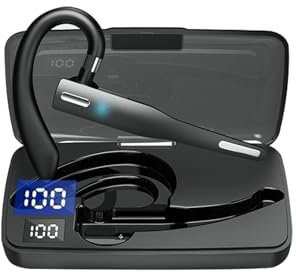 Headset mit Mikrofon Bluetooth Handy Freisprecheinrichtung Freisprechanlage Bluetooth Ohr Freisprech Headset In Ear Kopfhörer Kabellos mit Ladeetui für Autofahren Business Büro drahtlose Ohrhörer