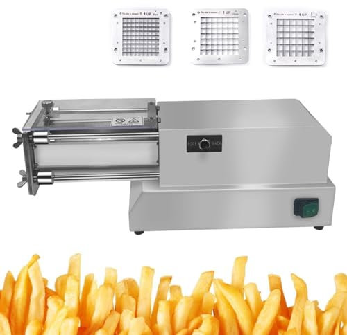 French Fry Cutter Machine Stainless Steel Electric Potato Chip Cutter with 3 Replacement Blades for Commercial&Kitchen