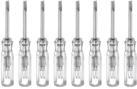 QUARKZMAN Sl2,0 Mini Cacciavite a Taglio 2mm 45mm L Trasparente 8pz | Testa Piatto Magnetica, per Riparazioni di Piccoli Elettrodomestici