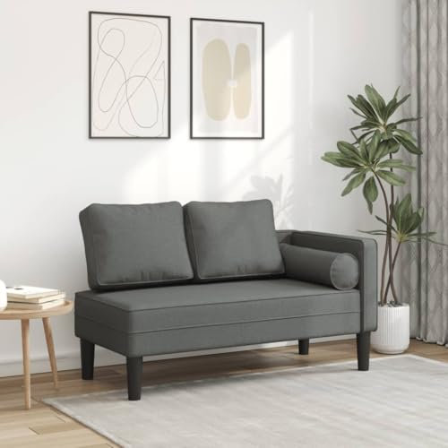 Somanki Chaiselongue mit Kissen Dunkelgrau Stoff, Relaxliege Wohnzimmer, Relaxsessel, Lesesessel, Ruhesessel, Bettsofa - 4007580