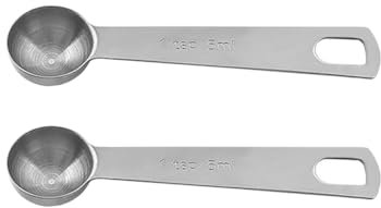 FSSTUD 2 Pcs 1 Teaspoon 5ml Stainless Steel Individual Measuring Spoons Single Teaspoon Measuring Spoon Long Handle Measure Spoons Small Metal Tablespoons