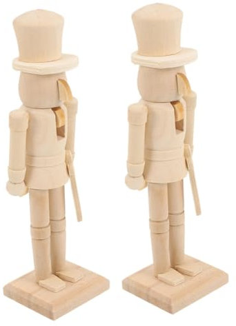 GARVALON 2pezzi Figurine Di Nutcracker Legno Non Verniciate Ornamenti Di Natale Fai Te Decorazioni Legno Per Feste Adatte Per Decorazioni Domestiche e Regali Artigianali