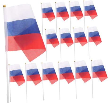 Happyyami 20 Stück Kleine Russische Kleiner Flaggen Am Flaggenstock Handgehalten Für Paraden Partydekorationen Und Festliche Feiern Polyester Leuchtende Farben Tragbar Und Vielseitig Einsetzbar