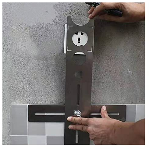Multi-Functional Stainless Steel Ceramic Tile Hole Locator Ruler Adjustable Punching Hand Measure Tools for House Decorated Work for Measuring(B-as Shown)