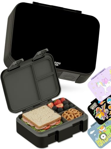 BEARFOOT Bento Box COMPACT | BPA-fri barnmatlåda för skola och dagis | läckagesäker matlåda för flickor och pojkar | Praktisk, lätt och kompakt (svart, 650 ml)