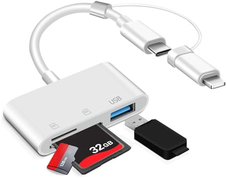 SD Karte Adapter für iPhone, [MFI Zertifiziert] Light-ning-USB C auf Micro-SD/USB 3.0 Kartenleser Kompatibel mit iPhone 8 und höher, Bilder von Kamera auf Handy übertragen, Plug and Play