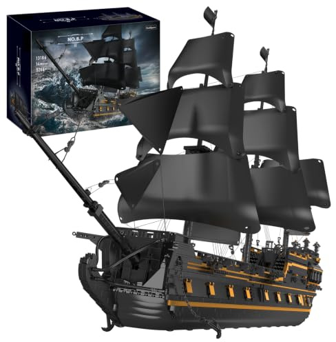 SHHFWU 13186 Große Piratenschiff Klemmbausteine, 5266 Teile MOC Black Pearl Segelschiff, Pirate Ship Sammlerstück für Erwachsene