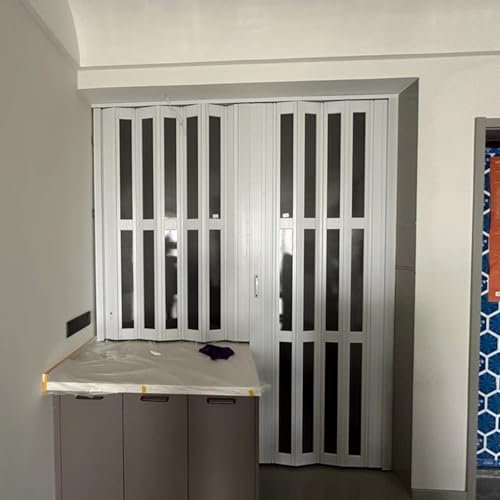 QYANPEN Magnetische Falttür/-Fenster mit Zubehör, Schiebetüren mit Akkordeon für große/kleine Räume, Raumteiler für Schrank, Küche, Keller, Wohnzimmer, Schlafzimmer (105 x 180 cm)