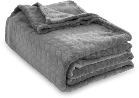 Winthome Coperta Pile Morbida Soffice, Plaid Divano Calda, Blanket Facile da Pulire, Adolescenti e Adulti, Coperta Peluche Adatta a Tutte le Stagioni (220x240cm, Grigio chiaro)