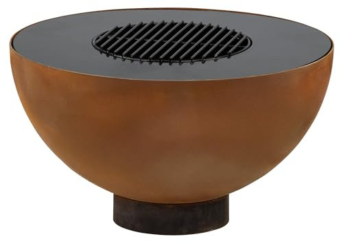 BBQ-Toro Braciere con barbecue, Ø 60 cm, effetto ruggine, braciere per giardino, giardino Fire Pit, Fire Bowl