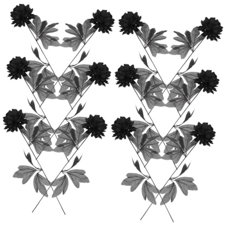 BESTYASH 12 pièces Dahlias Artificiels Noirs pour Décor Halloween et Jour des Morts Fleurs Fausse Réalistes pour Ambiance Gothique et Commémoration