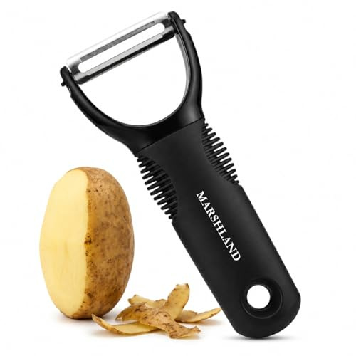 Marshland Premium Y Shape Swivel Vegetable Peeler - Non-Slippery Stainless Steel - Durable & Dishwasher Safe Y Peeler for Kitchen, Strong Grip & Rustproof (Y Swivel Peeler)