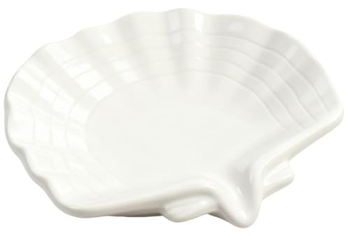 Muschel Seifenschale, Keramik Seifenschale mit Ablauf, Seifenablage Waschbecken für Badezimmer Dusche Küche, Kleiner Süßer und Eleganter Seifenhalter für Heimdekoration, Einfache Reinigung, Weiß