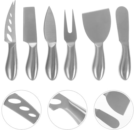 BESPORTBLE 6 pièces Set de Couteaux à Fromage Acier Inoxydable Ustensiles de Cuisine Durables pour Découpe Précise à Domicile et Restaurant Entretien Facile
