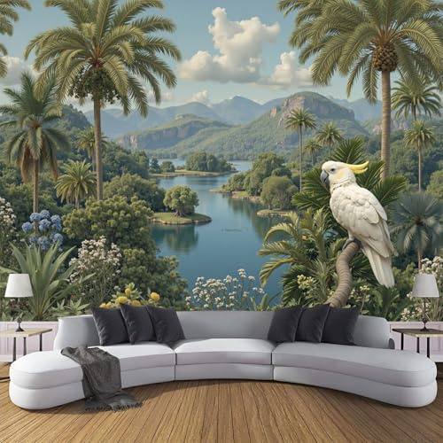 Papel Pintado De Mural Seda Río De Selva Tropical, Fotomurales Paisaje Natural Realista 200x140cm, Decoración De La Pared Murales Para Salón Dormitorio Habitación