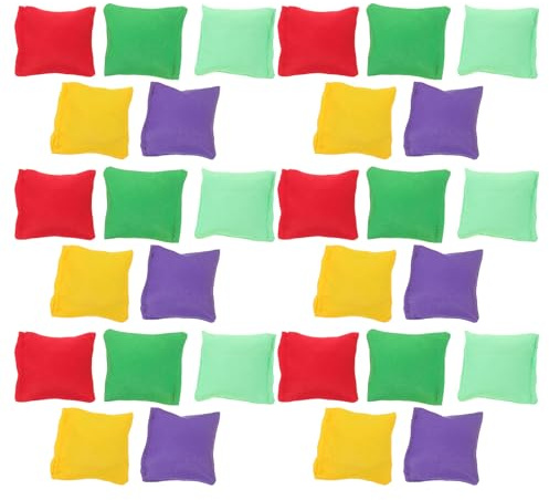 COSMEVIVI 30 sacchetti di fagioli colorati da lanciare - Giocattolo con sacchi di sabbia da 5x5 cm - Sacchetti di fagioli a doppio strato per giochi di lancio, attività sportive e scolastiche