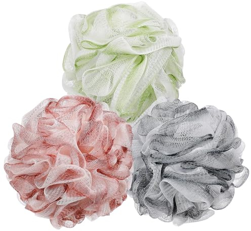 MUCKLILY Esponjas Exfoliantes de Ducha 3 Unidades 50 G Esponja de Baño para Mujeres y Hombres Colores Vibrantes Espuma Abundante para Limpieza Corporal y Cuidado Personal