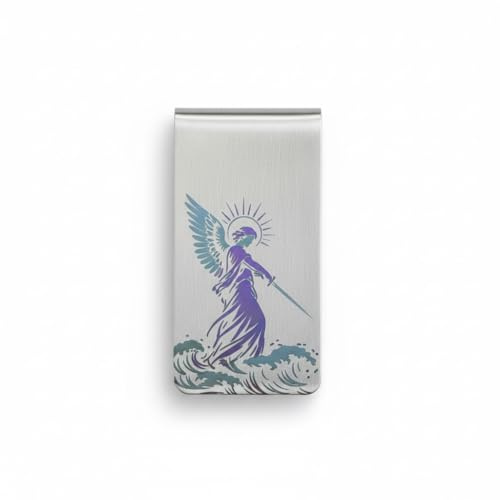 UtilityNest Guardian Angel Engraved Money Clip | Symbol of Strength & Protection | Stainless Steel Money Clip | Slim, Minimalist Cash Clip | Gift for Men (Clip Only)