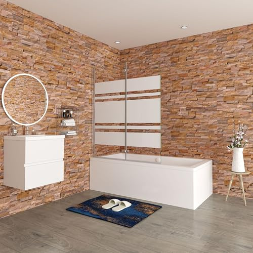 Aica Sanitär Badewannenaufsatz Badewannenfaltwand 110x140cm Duschabtrennung Duschwand 6mm Nano Glas Dusche 2tlg Faltwand