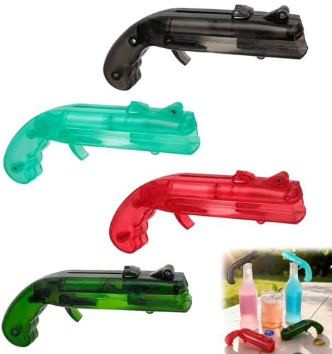 Xanthelle Pistola abrebotellas con lanzachapas, dispara a más de 5 m, pistola para chapas de botellas de cerveza, diseño ergonómico, ideal para fiestas y camping, regalo divertido para hombres