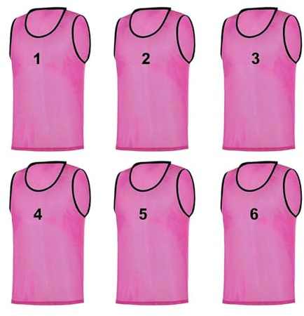 RHINOS sports Leibchen Set (6 Stück) | Nummeriert 1-6 | Pink | Größe L | Erwachsene