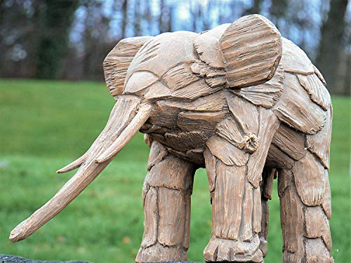 HomeZone grande scultura in resina effetto legno in piedi statua giardinaggio giardino a forma di elefante africano Decor Home Decor Animal elefante statua
