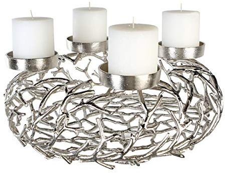 Casablanca Adventsleuchter Twigs antik-silberD.56cm